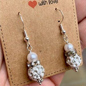 ❤️5 for $15 Handmade Sparkly Snowball Silver Beaded Earrings